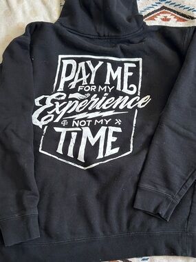 Trolls Co Black Hoodie with White Graphic "Pay Me For My Experience"